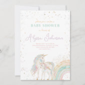 Einladung von Unicorn und Rainbow Pastel Kinderdus (Vorderseite)