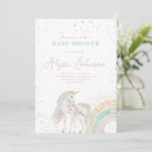 Einladung von Unicorn und Rainbow Pastel Kinderdus (Stehend Vorderseite)