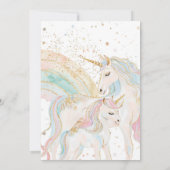 Einladung von Unicorn und Rainbow Pastel Kinderdus (Rückseite)