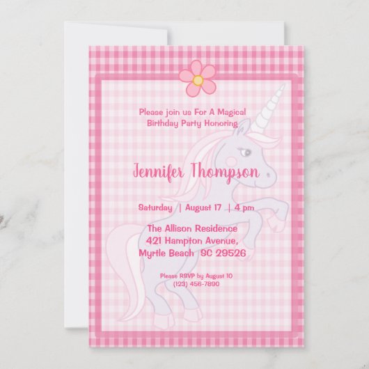 Einladung von Unicorn zum Geburtstag (Vorderseite)