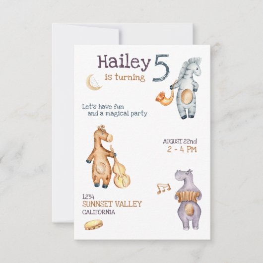 Einladung von Unisex Musical zum Geburtstag (Vorderseite)