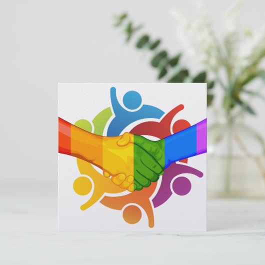 Einladung von Unity 2 Regenbogen-Händen (Stehend Vorderseite)