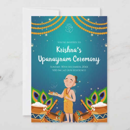 Einladung von Upanayanam Thread Zeremonie lädt ein (Vorderseite)