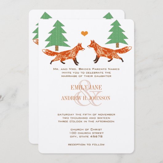 Einladung von Vintagen Füchsen (Vorne/Hinten)