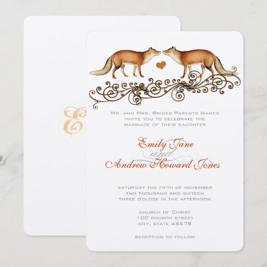 Einladung von Vintagen Füchsen (Vorne/Hinten)