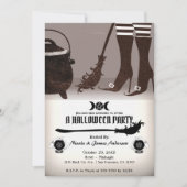 Einladung von Vintagen Hexen-Halloween-Party (Vorderseite)