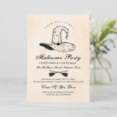 Einladung von Vintagen Hexen-Halloween-Party (Stehend Vorderseite)