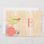 Einladung von Vintagen Vogel auf Holzkörnchen (Rückseite)