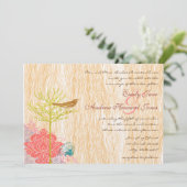 Einladung von Vintagen Vogel auf Holzkörnchen (Stehend Vorderseite)