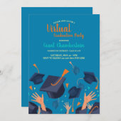 Einladung von Virtual Hat Toss Graduation Party (Vorne/Hinten)