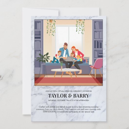 Einladung von Virtual Polterabend Marble (Vorderseite)