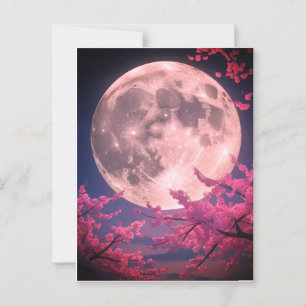 Einladung von Vollmond- und Kirschblüten - Elegant Postkarte