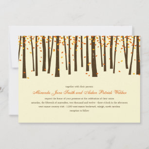 Einladung von Waldbaumen zur Hochzeit - Orange -