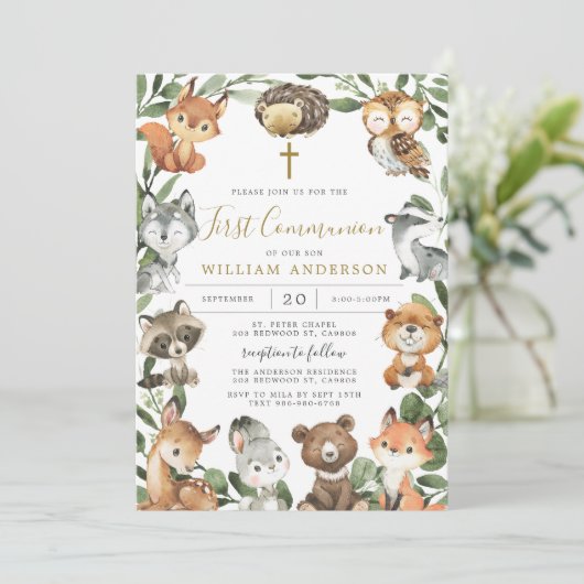 Einladung von Waldtieren (Stehend Vorderseite)