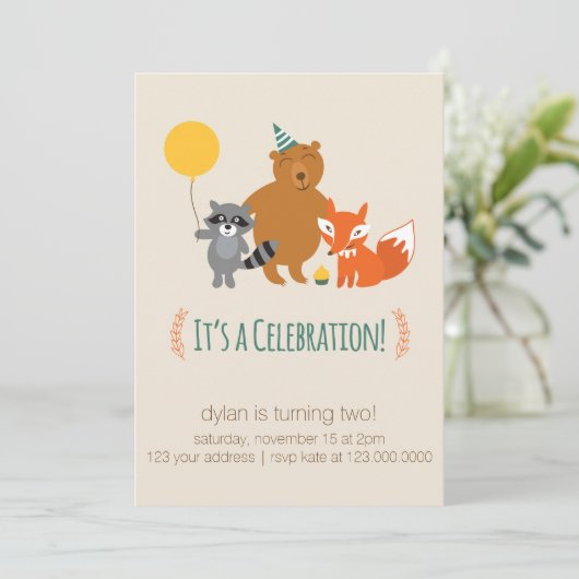 Einladung von Waldtieren (Stehend Vorderseite)