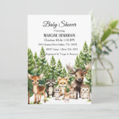 Einladung von Waldtieren mit Baby-Dusche (Stehend Vorderseite)