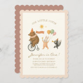 Einladung von Waldtieren zum ersten Geburtstag (Vorne/Hinten)