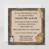 Einladung von Waldtieren zum Geburtstag (Rückseite)