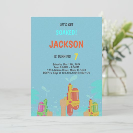 Einladung von Wasser zum Geburtstag (Stehend Vorderseite)