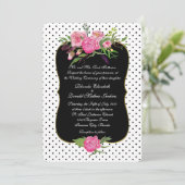 Einladung von Wasserfarben-Peonies und -Punkten (Stehend Vorderseite)
