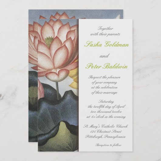 Einladung von Water Lilly Floral Wedding (Vorne/Hinten)