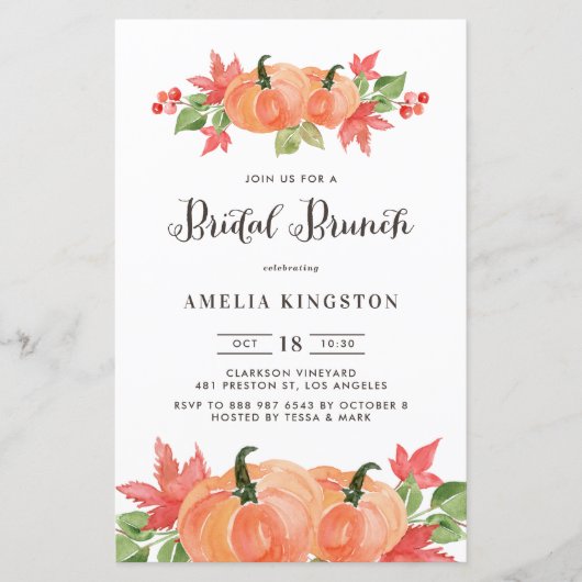 Einladung von Watercolor Pumpkin Fall Bridal Brunc (Vorderseite)