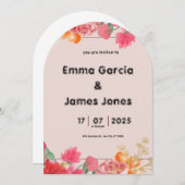 Einladung von Watercolor Red Wedding (Vorne/Hinten)