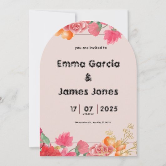 Einladung von Watercolor Red Wedding (Vorderseite)