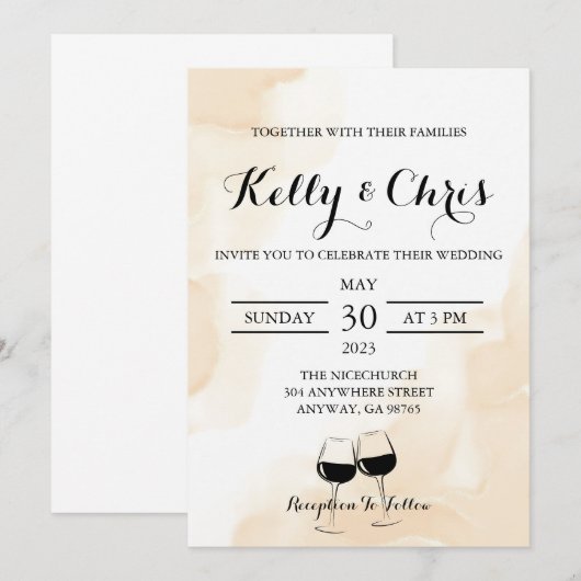 Einladung von Wedding Wine Glasses (Vorne/Hinten)