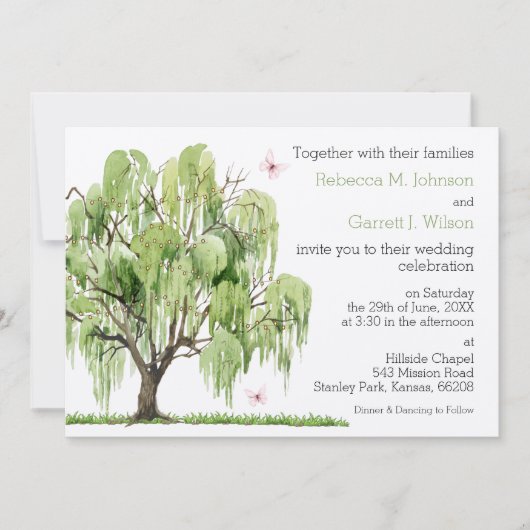 Einladung von Weeping Willow Wedding (Vorderseite)