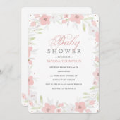 Einladung von weichrosa Floral (Vorne/Hinten)