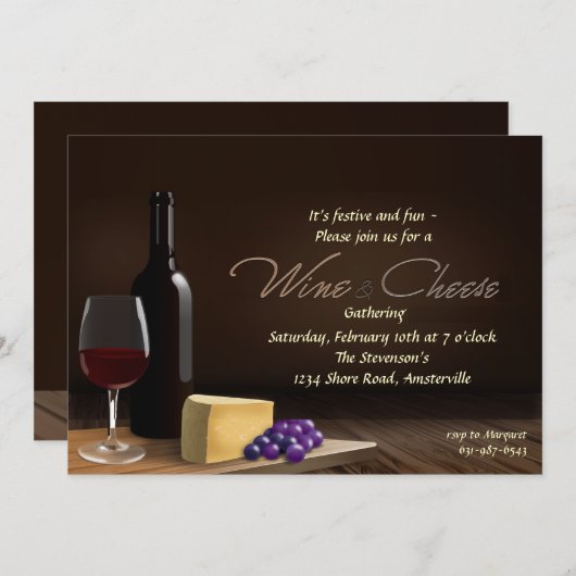 Einladung von Wein und Käse (Vorne/Hinten)