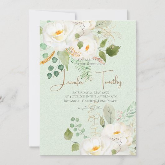 Einladung von weißen Kamelien-Blume (Vorderseite)