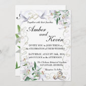 Einladung von weißen Lilien und Doven (Vorne/Hinten)