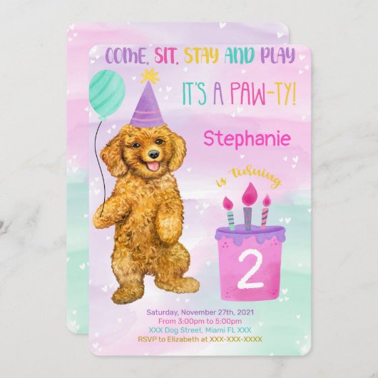 Einladung von Welpen zum Geburtstag (Vorne/Hinten)