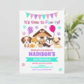 Einladung von Welpen zum Geburtstag / Mädchentraub (Stehend Vorderseite)