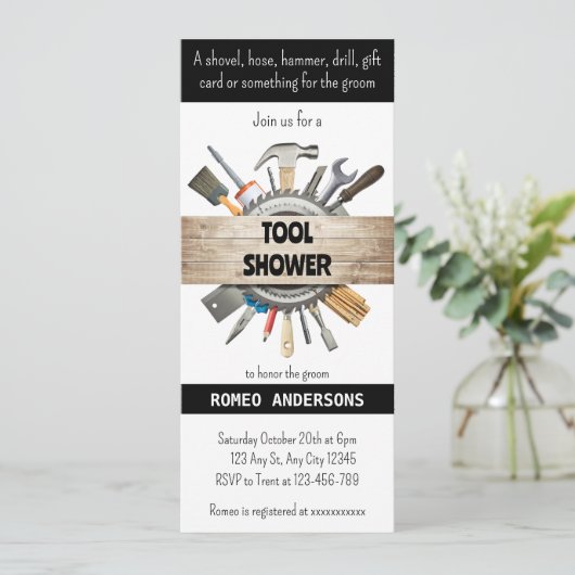 Einladung von Werkzeugduschen (Stehend Vorderseite)