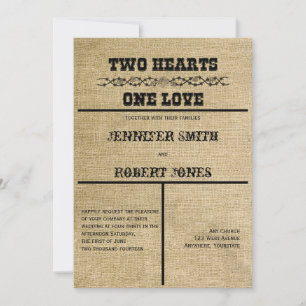 Einladung von Western Burlap zur Hochzeit