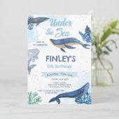 Einladung von Whale Birthday (Stehend Vorderseite)