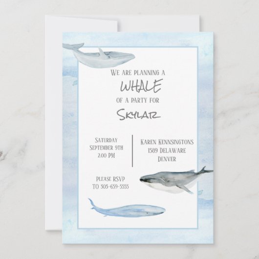 Einladung von Whale Birthday (Vorderseite)