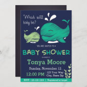 Einladung von Whale Gender Reveal Whale Baby Showe (Vorne/Hinten)