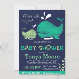 Einladung von Whale Gender Reveal Whale Baby Showe