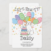 Einladung von White Aussiedoodle Dog Birthday Part (Vorne/Hinten)