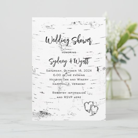 Einladung von White Birch Bark Polterabend (Stehend Vorderseite)