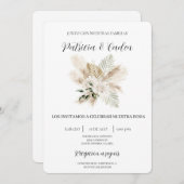 Einladung von White Boho Floral Spanish Hochzeit (Vorne/Hinten)