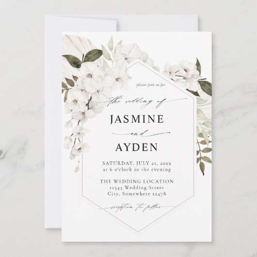 Einladung von White Boho Floral Wedding (Vorderseite)