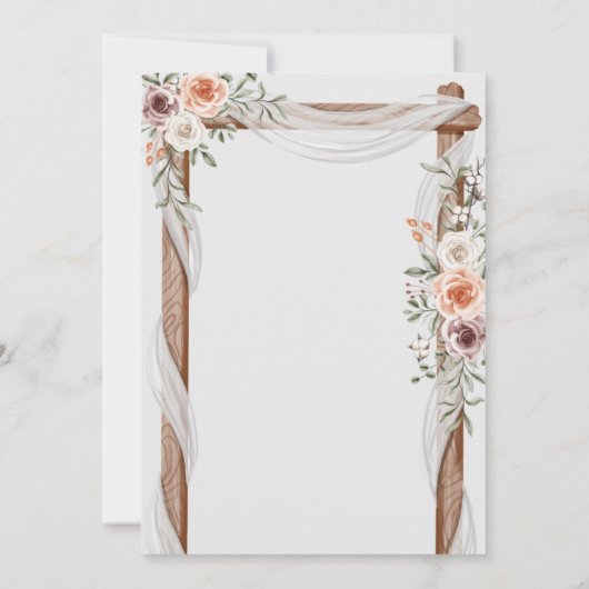 Einladung von White Brown, Rustikal-Flora (Rückseite)