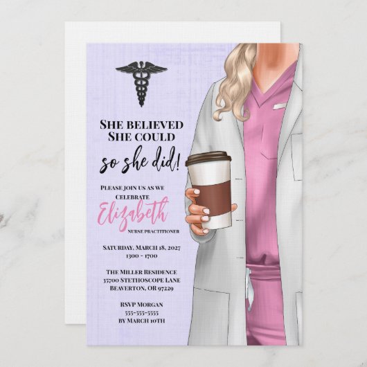 Einladung von White Coat Medical School Abschluss (Vorne/Hinten)