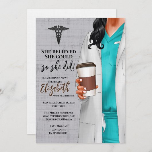 Einladung von White Coat Medical School Abschluss (Vorne/Hinten)