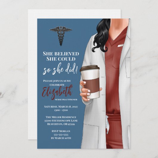 Einladung von White Coat Medical School Abschluss (Vorne/Hinten)